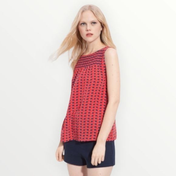 CYNTHIA ROWLEY Sleeveless Pleated Heart Blouse - Picture 1 of 8